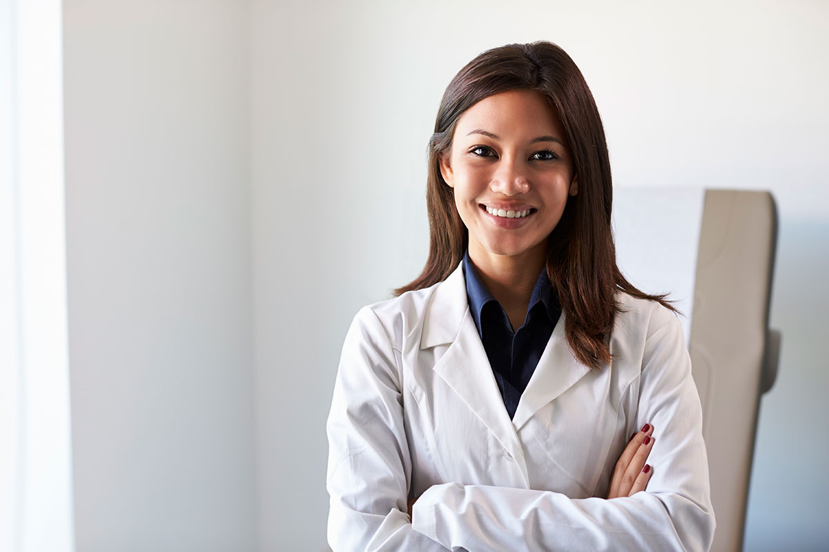 portrait of female doctor wearing white coat